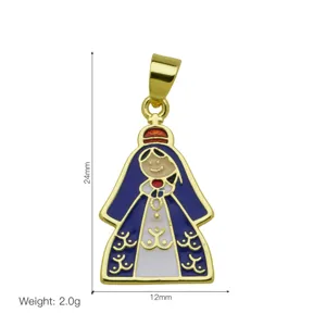 Enamel religious pendant gold plated necklace jewelry accessory 24x12mm 2.0g stylish