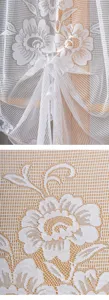 White French classical lace short curtain for cafe window, elegant floral pattern sheer fabric.
