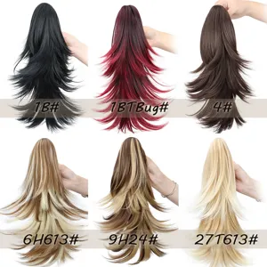 Synthetische Krallenclip Pferdeschwanz Haarverlängerung lockige Perücke mit mehreren Farben.