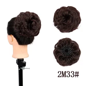 Synthetisches haarteil haardutt lockige haare mit klaue clip haargummi braun styling