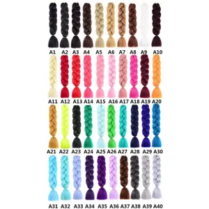 Synthetic jumbo braiding hair extensions in various vibrant and gradient colors for DIY styling.
