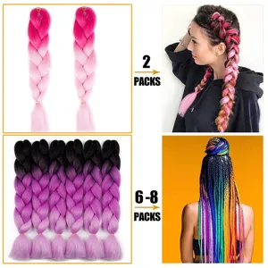Synthetic hair braiding extensions ombre color box braids crochet hair styling accessory