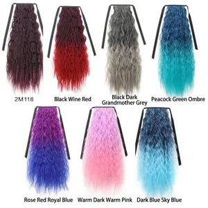 Extension capelli coda di cavallo sintetica mossa riccia lunga per donna styling