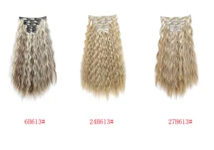Synthetic clip-in hair extensions wavy curly clip hair 6-piece set highlights hair