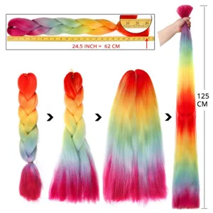 Colorful gradient synthetic braiding hair extension jumbo braid for DIY hair styling