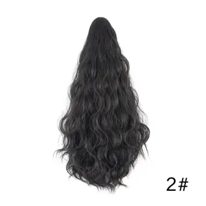 Water wave ponytail hair extension with claw clip, curly synthetic hair piece for women.