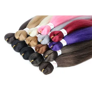 Detailed view of 20-inch ombre colorful synthetic braiding hair extensions, low temp fiber.
