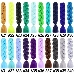 Colorful synthetic braided hair extensions, jumbo box braids wig for styling and braiding.