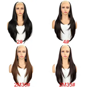 Lange synthetische krullend haar extensie U-vormige clip-in pruik voor vrouwen zwart bruin