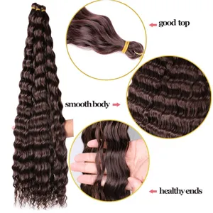 Deep Wave Bulk Hair 30 Zoll Synthetische Haare Verlängerungen Braune Haartressen für Damen