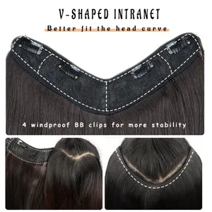 Eendelige V-vormige synthetische lang krullend haarverlenging met 4 veilige BB-clips voor vrouwen.