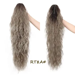 Lange lockige Haarteil Zopfe Krallenclip Synthetik Haare wellig hoher Pferdeschwanz RT8A#