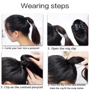 Easy step-by-step guide on how to wear a claw clip ponytail wig for a natural look.