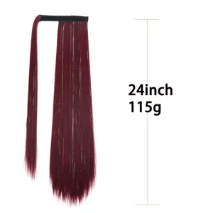 Extension Queue De Cheval Bordeaux Tilsen 24 Pouces Cheveux Synthétiques Lisses Clip