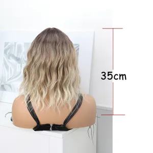 Detail view of the 35cm ombre wavy hair topper, showing natural gradient texture and back design.