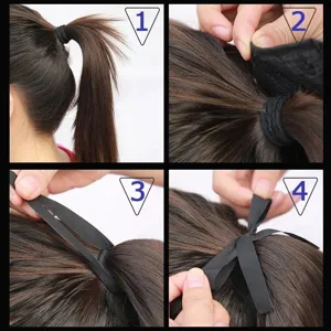 Step by step guide for curly wavy ponytail extension 85cm long wrap around synthetic hair.