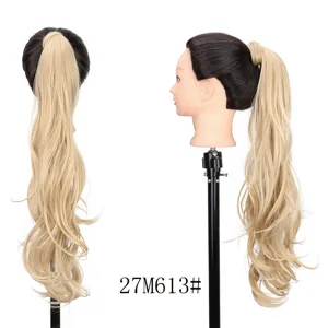 Synthetische lange lockige Pferdeschwanz Haarverlängerung blonde Haarteile 32 Zoll
