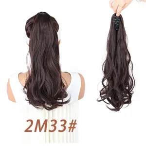 Wavy claw clip ponytail extension synthetic brown hair piece high ponytail for women