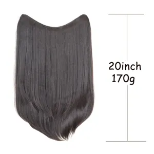 Detailed view of 20-inch V-shaped one-piece matte synthetic hair extension with clips.
