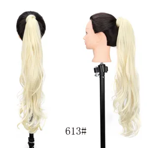 Lange synthetische blonde Pferdeschwanz Haarverlängerung 32 Zoll gewelltes Haarteil für Damen neu