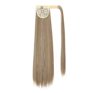 Extension de cheveux queue de cheval longue et raide synthetique avec tinsel perruque