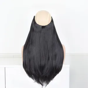Matte Black V-Shaped One-Piece Hair Extension Layered Long Wig Piece for Volume