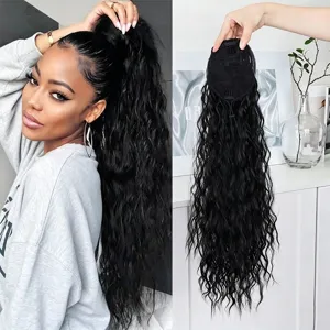 Synthetic Corn Wave Ponytail Wig Drawstring Long Curly Hair Extension High Temperature Fiber Women Hairpiece