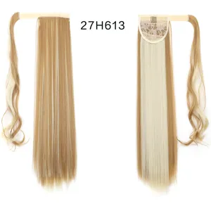 Extensión de cabello coleta sintética envolvente pasta mágica peluca larga lisa rizada.