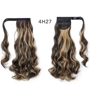 Extensión de cabello de coleta rizada sintética larga y ondulada con clip de 4H27