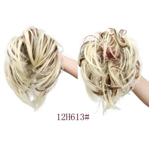Synthetic hair bun scrunchie curly messy hair piece blonde highlight hair extension