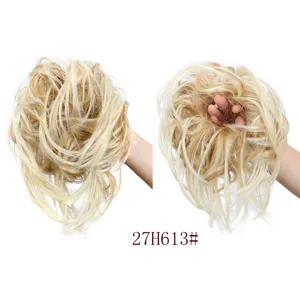 Synthetic messy hair bun extension, fluffy high temperature fiber updo curly scrunchie hairpiece.