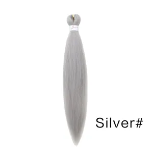 Synthetic braiding hair extension 20 inch silver gray low temperature fiber for DIY styles.