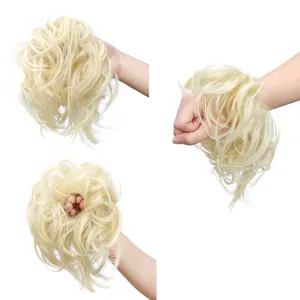 Blonde messy hair bun synthetic scrunchie hair extension for women daily volume styling.