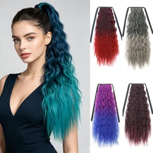 Extension per Capelli con Coda di Cavallo Riccia a Onde di Mais in Fibra Sintetica ad Alta Temperatura Accessori per Capelli da Donna