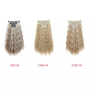 Clip-in hair extensions 6 pieces long wavy corn perm synthetic highlight hair pieces for women new