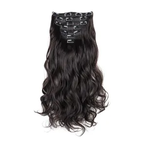 Detailansicht von Damen Locken Haarverlängerungen mit mehreren Clips für natürlichen Wellenlook.