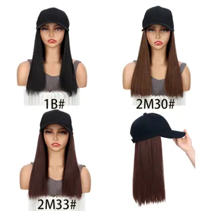 Synthetische Perücke Baseballkappe glattes Haar Verlängerung Hut für Damen Mode Alltag.