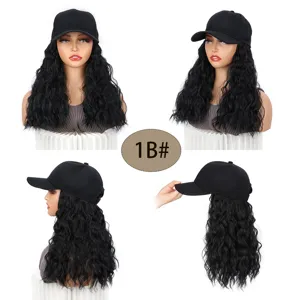 Detailansicht Damen synthetische lang gewellte Haare Baseballkappe Mehrfachansicht