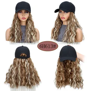 Synthetische Wellen Perücke Baseball Cap 2 in 1 mittellange lockige Haare für Frauen