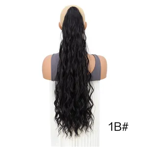 Long curly synthetic ponytail wig water wave drawstring hair extension for daily fashion style.