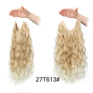 Extension capelli halo onda d'acqua un pezzo sintetico grande onda bionda commercio