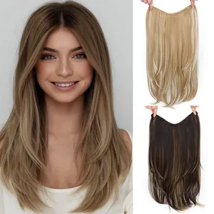 Synthetische Hogetemperatuurvezel U-Vormige Naadloze Haarextensions Lang Stijl Gelaagd Krullend Haar Stukken Voor Dames Haarstyling