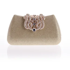 Women's Fashion Evening Clutch Bag Luxury Rhinestone Crown Lock Sparkly Sequins Crossbody Shoulder Handbag For Party Banquet