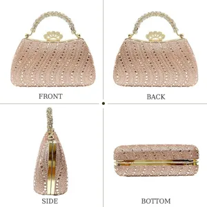 Women's rhinestone evening clutch bag sparkling diamond handbag for party wedding cocktail.