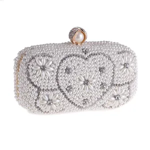 Pearl rhinestone evening clutch bag wedding bridal prom handbag elegant for women