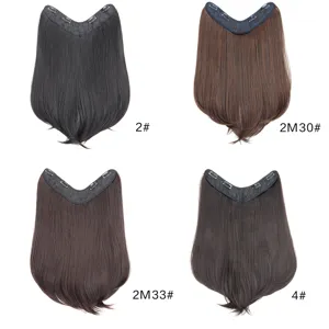 U-part hair extension seamless clip in long wavy hair volume enhancement dark brown black