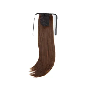 Lange braune synthetische Pferdeschwanz Haarverlängerung Clip in Perücke glattes Haar