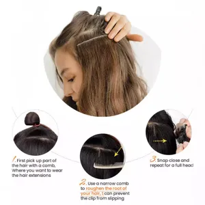 Clip in hair extensions straight synthetic hair piece easy to wear daily use hair styling