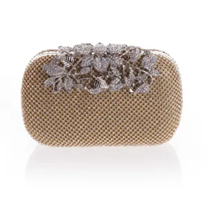 Women Rhinestone Evening Bag Luxury Crystal Clutch Purse Metallic Hard Shell Party Handbag With Chain