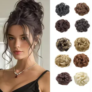 Chignon per Capelli Sintetici Scrunchie Ricci Chignon Posticcio Fibra ad Alta Temperatura Estensioni di Capelli per Styling Donna
